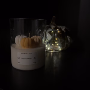 Pompoenkaars glas met sojawas pompoentjes kaars